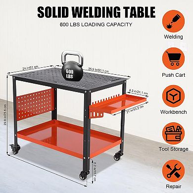 36"X24" Welding Table with Wheels & Storage