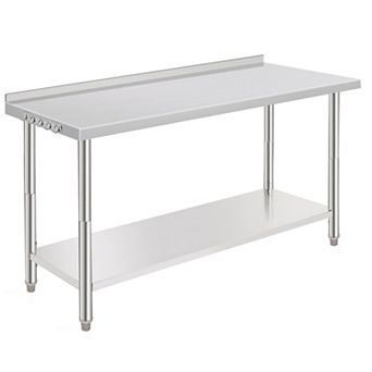 60"x24"x35" Workbench Without Casters, With Rear Backsplash And 08 Curved Edges With Hooks