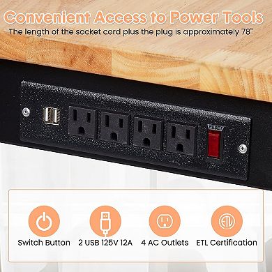 70-Inch Socket Scale Pegboard With Hooks And Adjustable Tool Table