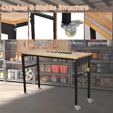 70-Inch Socket Scale Pegboard With Hooks And Adjustable Tool Table