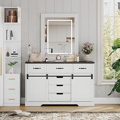 6 Drawers Dresser with Mirror for Bedroom
