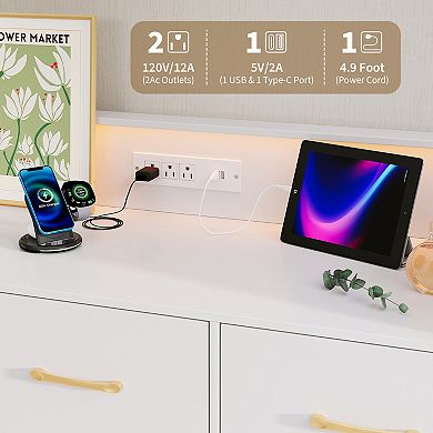 LED Dresser with Charging Station