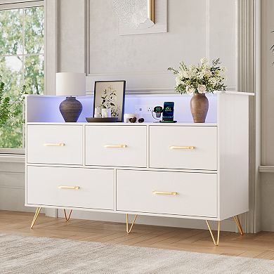 LED Dresser with Charging Station