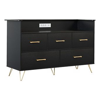 LED Dresser with Charging Station