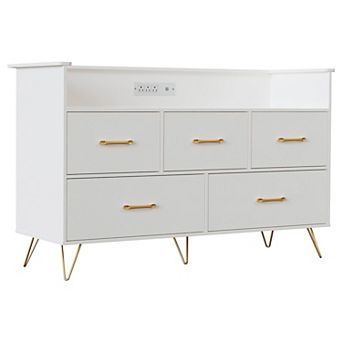 LED Dresser with Charging Station