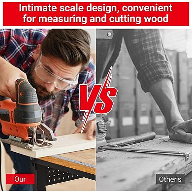 60-Inch Workbench With Drawer, Socket, Graduated Pegboard, Hooks And Adjustable Height
