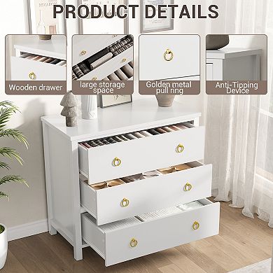 Chest of 3 Drawers 29 in Tall Dresser