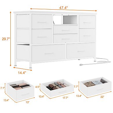 LED Dresser TV Stand with 8 Fabric Drawers