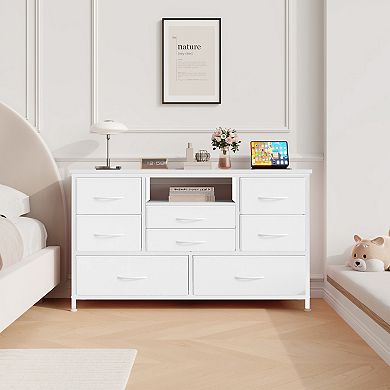 LED Dresser TV Stand with 8 Fabric Drawers