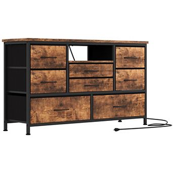 LED Dresser TV Stand with 8 Fabric Drawers