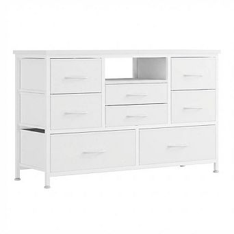 LED Dresser TV Stand with 8 Fabric Drawers