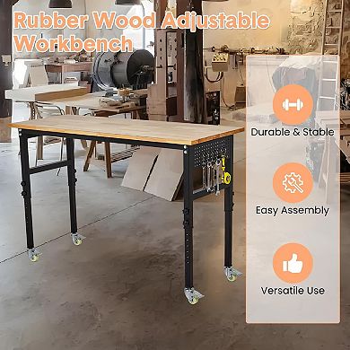 60-Inch Lift Tool Table With Sockets, Graduated Hanging Board And Hooks