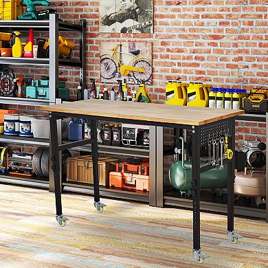 60-Inch Lift Tool Table With Sockets, Graduated Hanging Board And Hooks