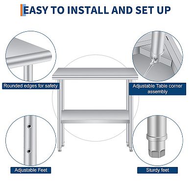 24x36 Inch Stainless Steel Prep Table