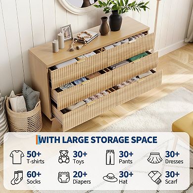 48 Inch Wide 6 Drawer Bedroom Dresser