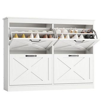 Entryway Shoe Cabinet with 4 Flip Drawers