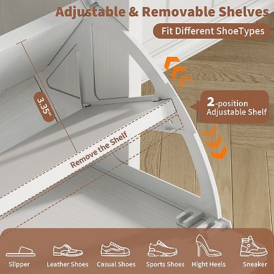 Entryway Shoe Cabinet with 4 Flip Drawers