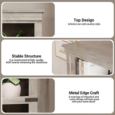 31.4" Wide 5 Tier Bookcase with Storage