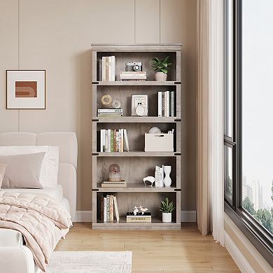 31.4" Wide 5 Tier Bookcase with Storage