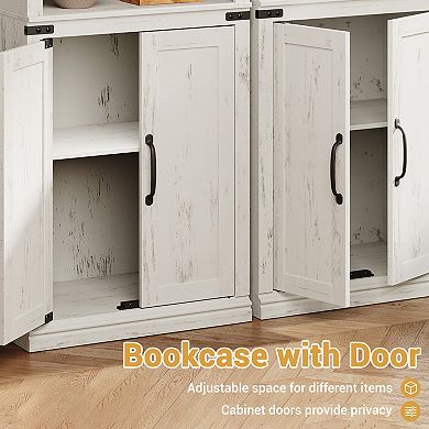 68.7" Tall Farmhouse 5-Tier Bookshelf with Cabinet