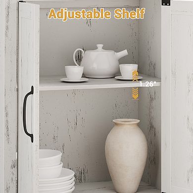 68.7" Tall Farmhouse 5-Tier Bookshelf with Cabinet