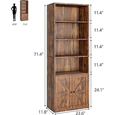 71.4" Tall Farmhouse Industrial 6-Tier Bookcases