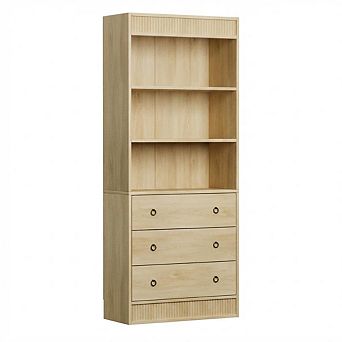 70" Bookcase with 3 Storage Drawers