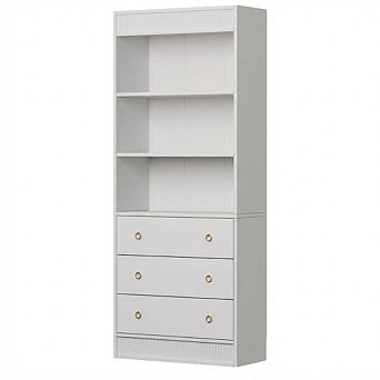 70" Bookcase with 3 Storage Drawers