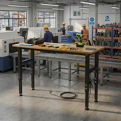 60" Adjustable Height Workbench with Power Outlet