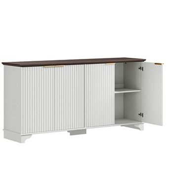Wave Pattern Four-Door Side Cabinet
