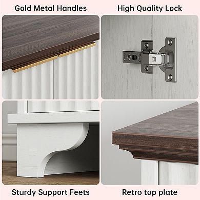 Wave Pattern Four-Door Side Cabinet