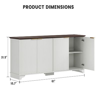 Wave Pattern Four-Door Side Cabinet