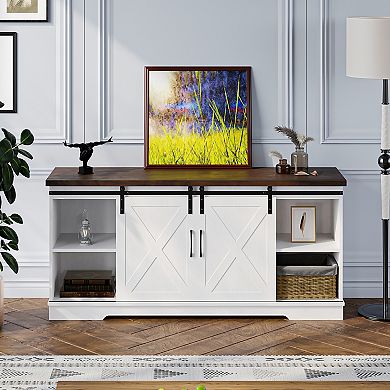 TV Console with Barn Doors