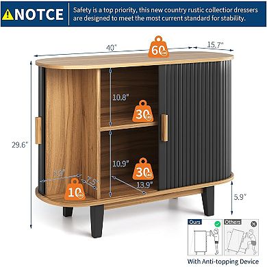 40'' Fluted Sideboard Buffer Cabinet