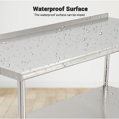 72"x30"x35" Workbench With Caster Wheels,Rear Backsplash,08 Straight Edge And Removable Trash Rack