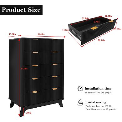 5 Drawers Dresser for Bedroom