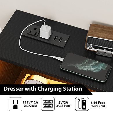 6 Drawers for Bedroom with Charging Station