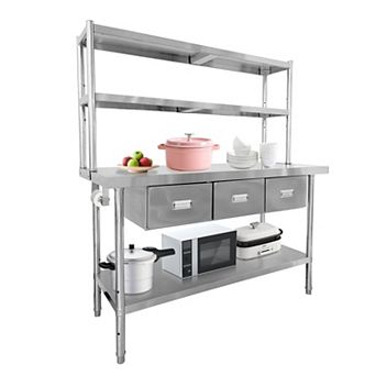 71" x 24" Stainless Steel Table with 3 Drawers & Shelves