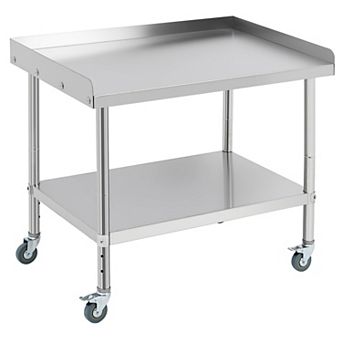 36"X24"x30" Stainless Steel Grill Stand Table With Casters - Removable Baffle