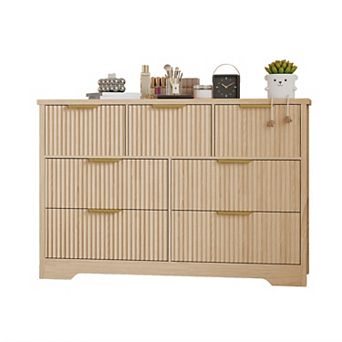 Modern Fluted Dresser for Bedroom with 7 Drawers