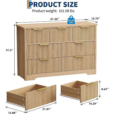 Modern Fluted Dresser for Bedroom with 7 Drawers