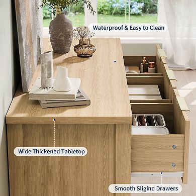 Modern Fluted Dresser for Bedroom with 7 Drawers
