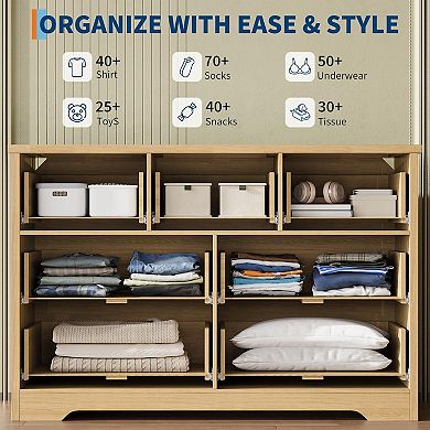 Modern Fluted Dresser for Bedroom with 7 Drawers