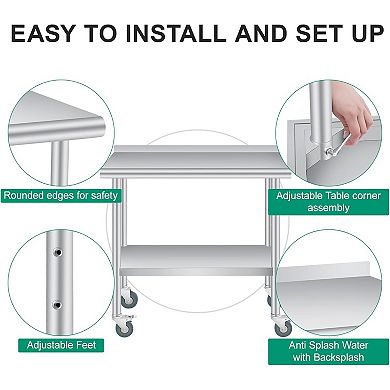 48*24 Inch Stainless Steel Workbench With Backboard And Rounded Corners