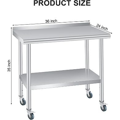 48*24 Inch Stainless Steel Workbench With Backboard And Rounded Corners