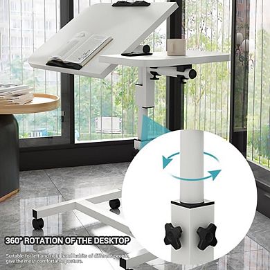 Adjustable Overbed Table with Wheels