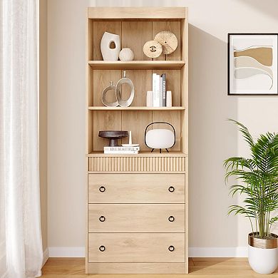 71" H White Fluted Bookshelf