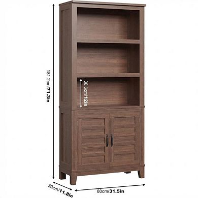 Bookcase with Door 5 Tier Storage Bookshelf