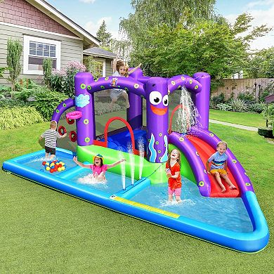 Inflatable Water Slide Park With Splash Pool Ball Pit And Blower