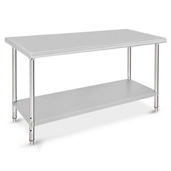 60x24x35 Inch Double-Decker Workbench Without Casters Or Rear Panel